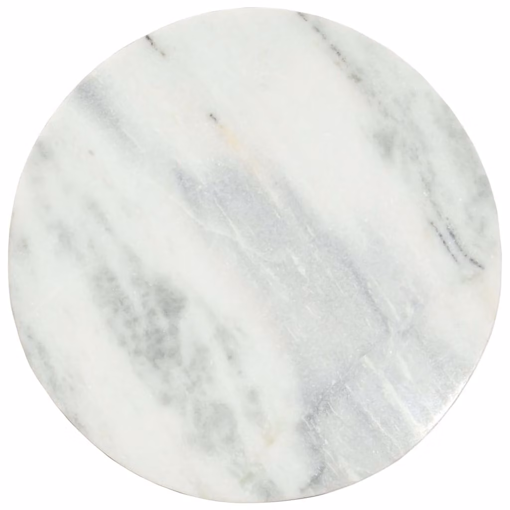 Tavolino da Salotto Bianco e Nero Ø65 cm in Vero Marmo Solido
