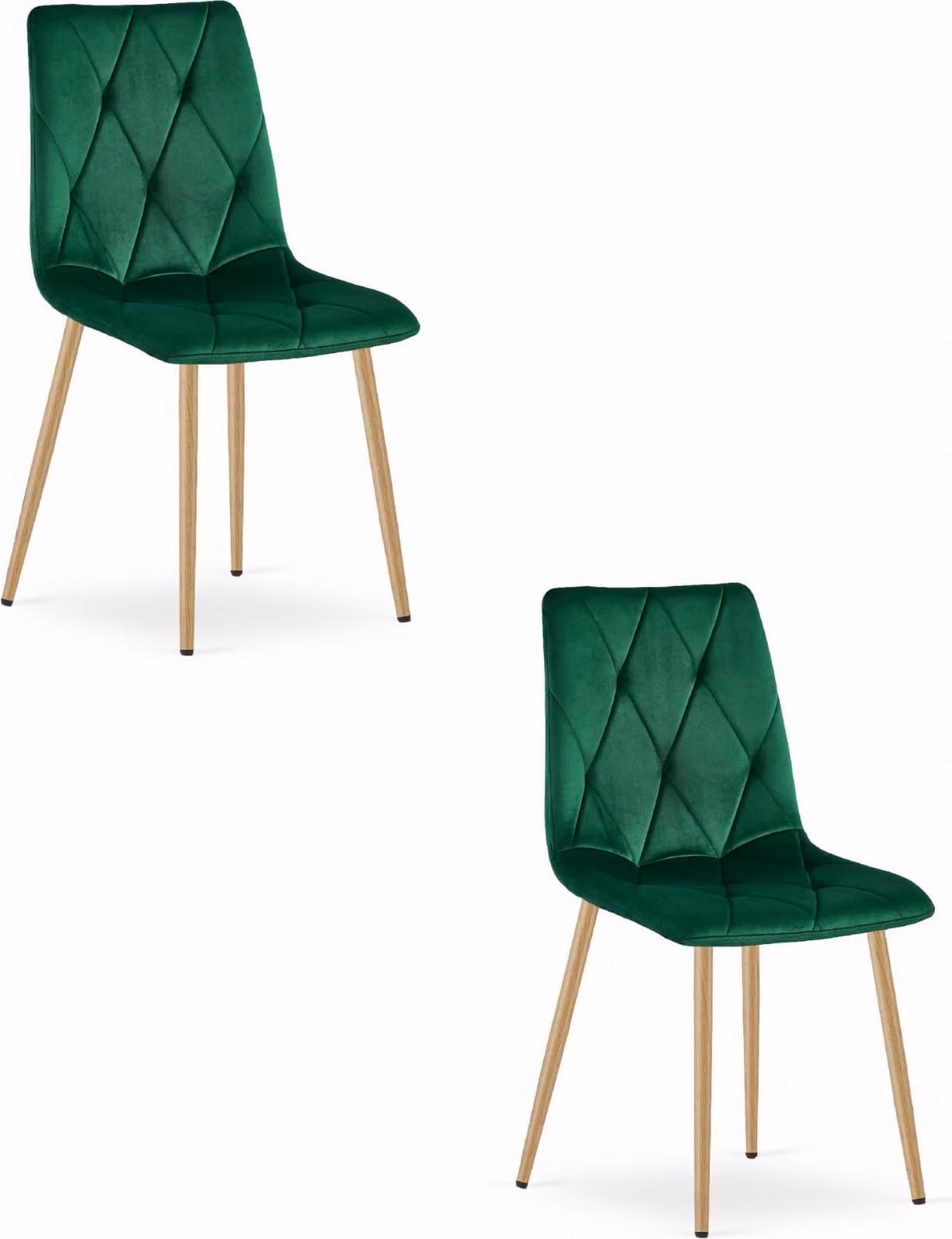 LIBRA Sedie per sala da pranzo, soggiorno, ufficio - velluto verde scuro / gambe in legno 2 pezzi
