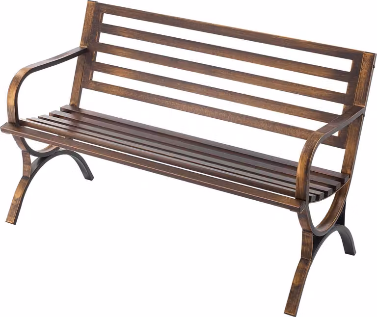 SucceBuy panca da giardino panche da giardino 127 cm 250 kg capacità di carico, panca da patio con design a doghe e braccioli arrotondati, panca da balcone con robusta struttura in metallo per parco, cortile e patio in bronzo antico