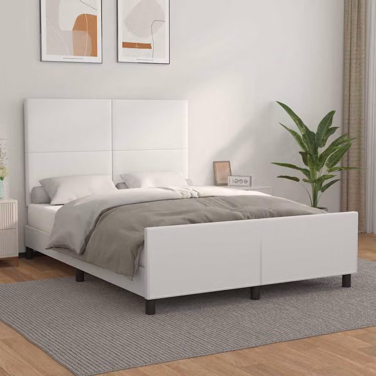 vidaXL Giroletto con Testiera in Similpelle Bianco L/P/H: 140 x 190 x 128 cm