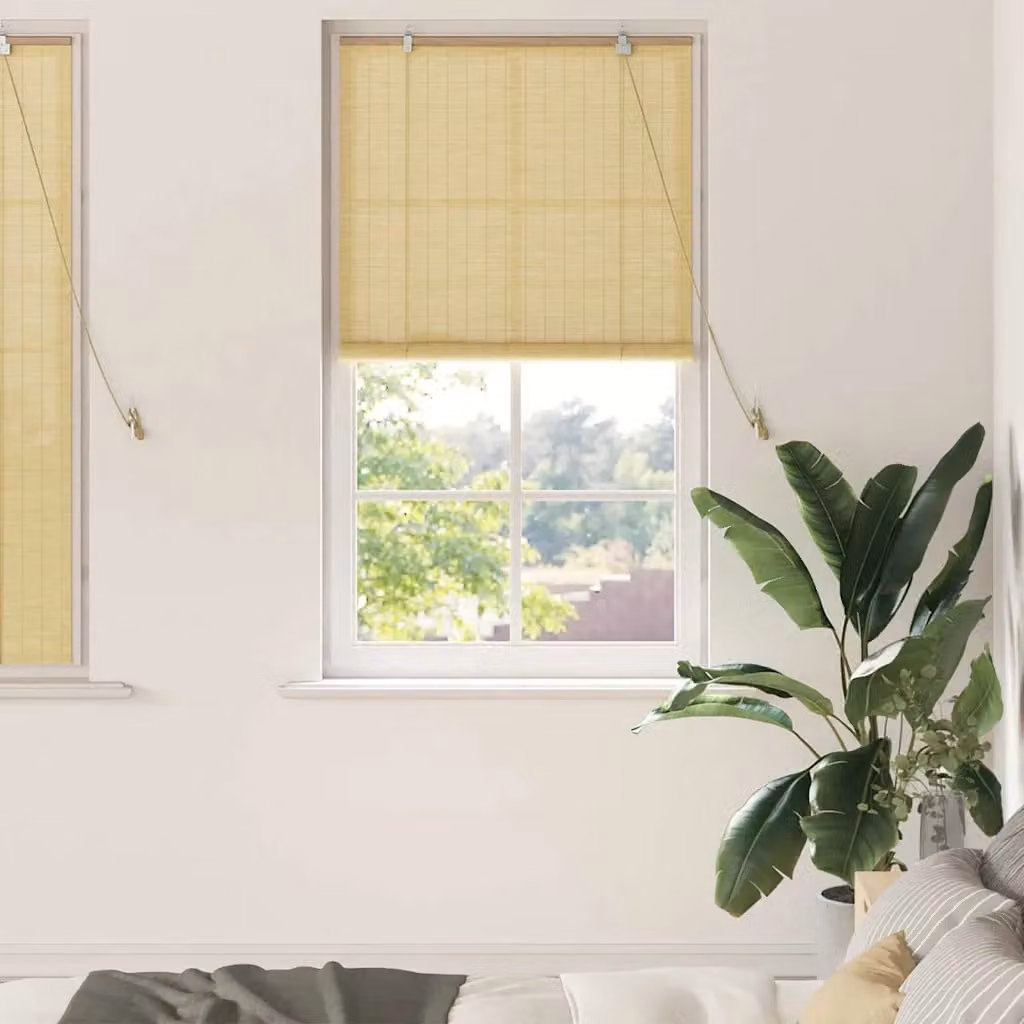 Tenda a rullo vidaXL in bambù color naturale beige e marrone, resistente ai raggi UV, L: 90 cm x H: 160 cm