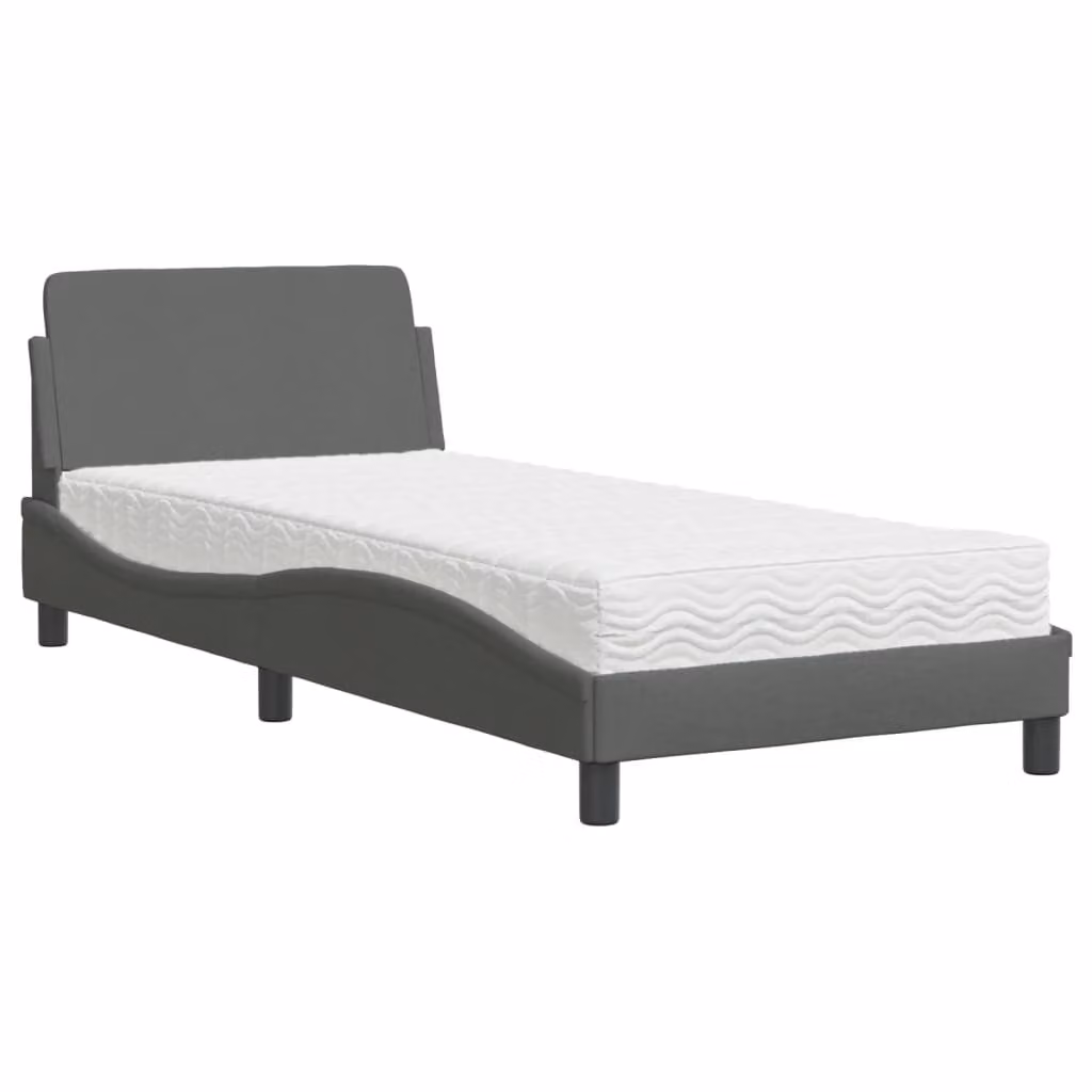 Letto con Materasso Dover Grigio Scuro 90x190 cm in Tessuto