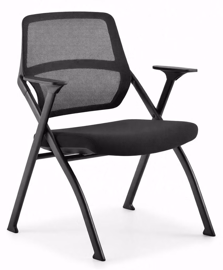 Moderna sedia da seminario con schienale ergonomico in rete e braccioli
