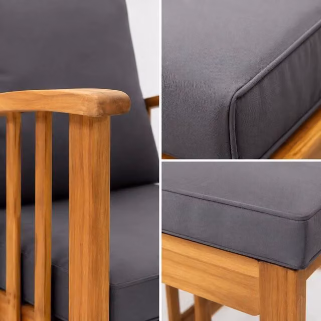 Garden Chairs With Cushions, 2 Pieces, Solid Acacia Wood