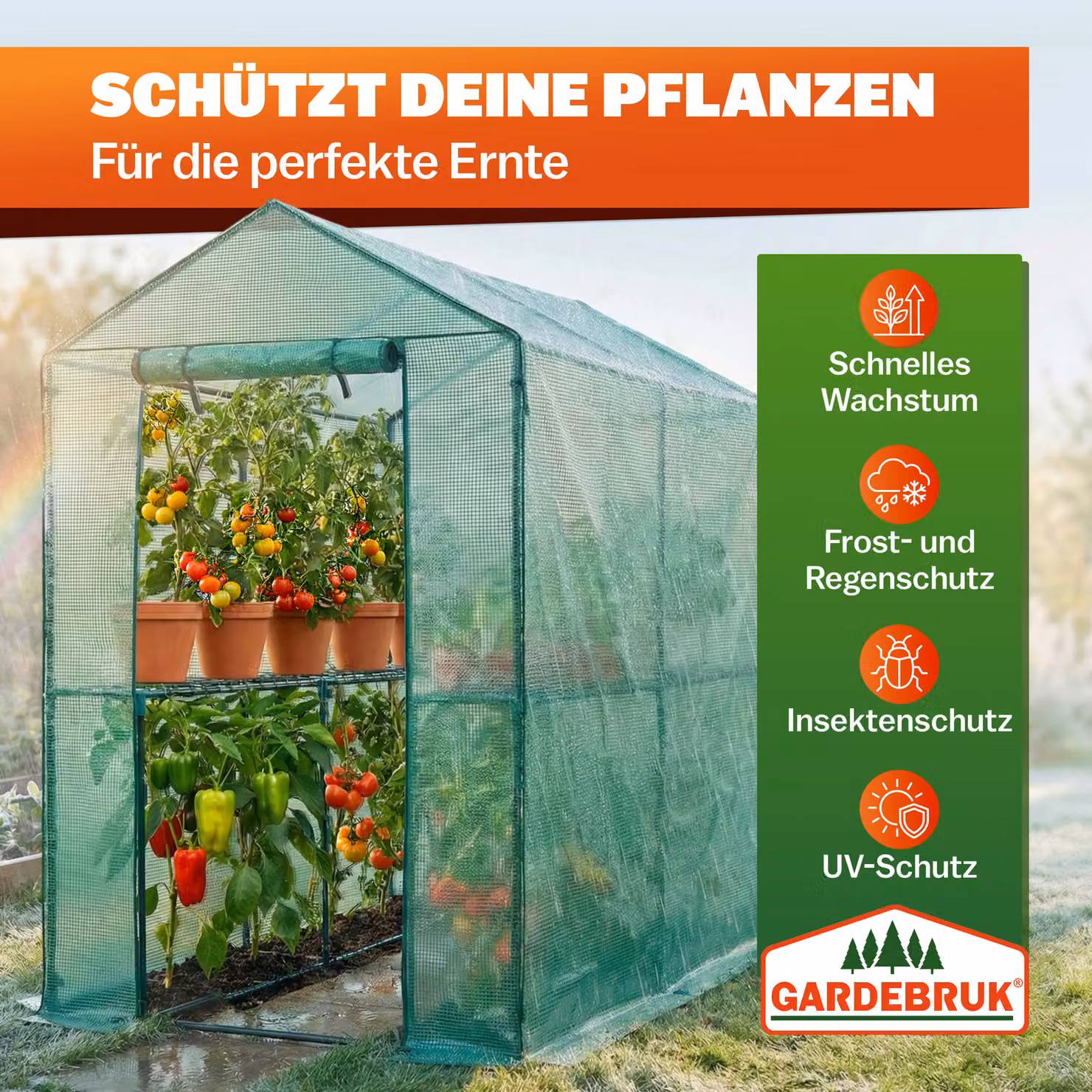Serra da giardino Gardebruk in acciaio e plastica verde L: 190 cm, P: 186 cm, H: 120 cm – 2