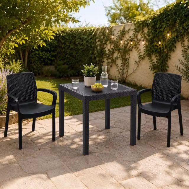 Set Salotto da Esterno Matali DMORA con Divano 2 Posti e Tavolino, Nero Antracite – 1