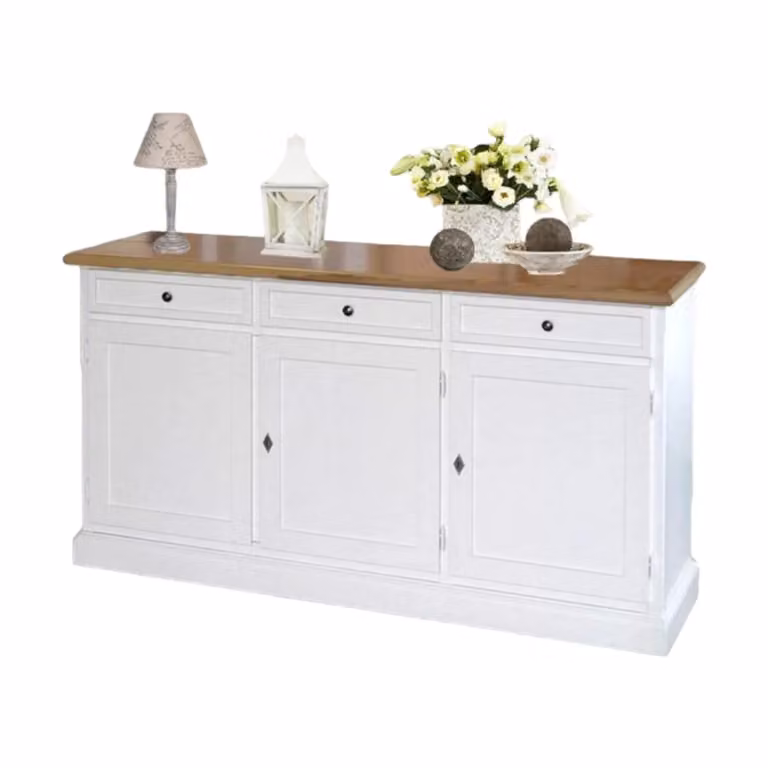 Madia credenza shabby chic bicolore bianco e marrone in legno Mobili 2G L/P/H: 156 x 42 x 85 cm