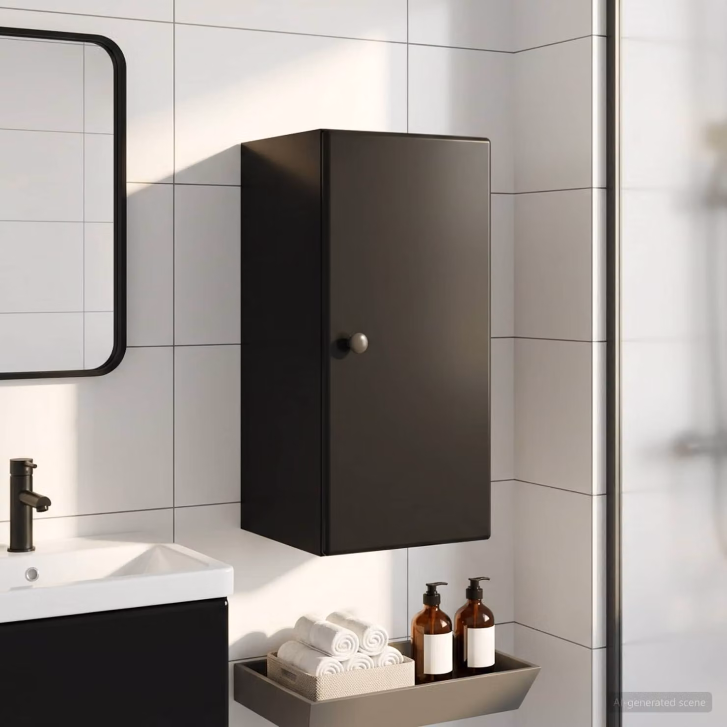 Armadio da bagno a muro vidaXL BREDA Nero L: 30 cm, P: 31 cm, H: 59 cm