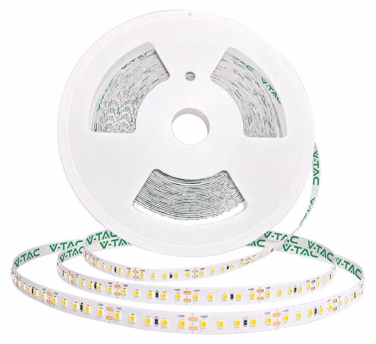 V-TAC Strip LED SMD2835 8W/m striscia 120 LED/m 24V 3000K 10mm bobina 20mt SKU 24320
