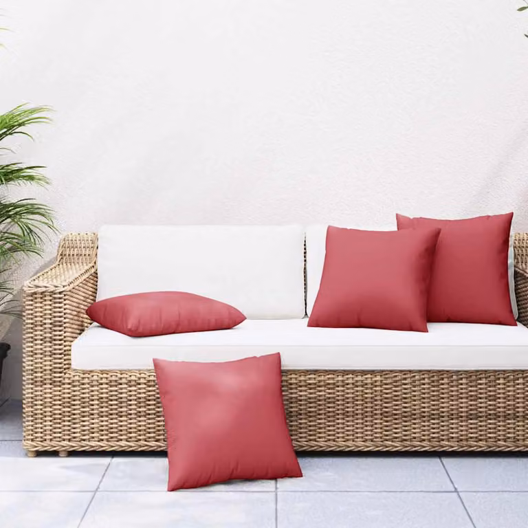 Set di 4 cuscini quadrati vidaXL in tessuto rosso, idrorepellenti, L 60 cm x P 60 cm x H 60 cm