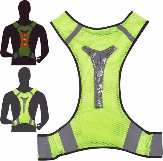 Gilet da jogging riflettente con strisce LED, ideale per il jogging, l'escursionismo o il ciclismo