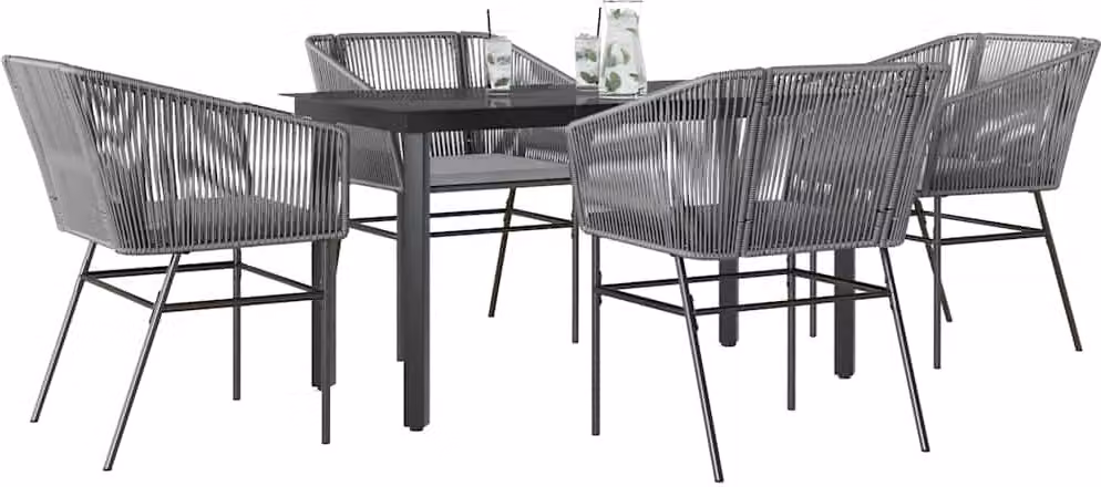 Maison Exclusive - Set da Pranzo da Giardino 5 pz con Cuscini Polyrattan Vetro