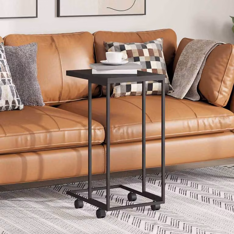 vidaXL Tavolino con Ruote Nero in Legno Ingegnerizzato L/P/H: 40 x 30 x 63,5 cm