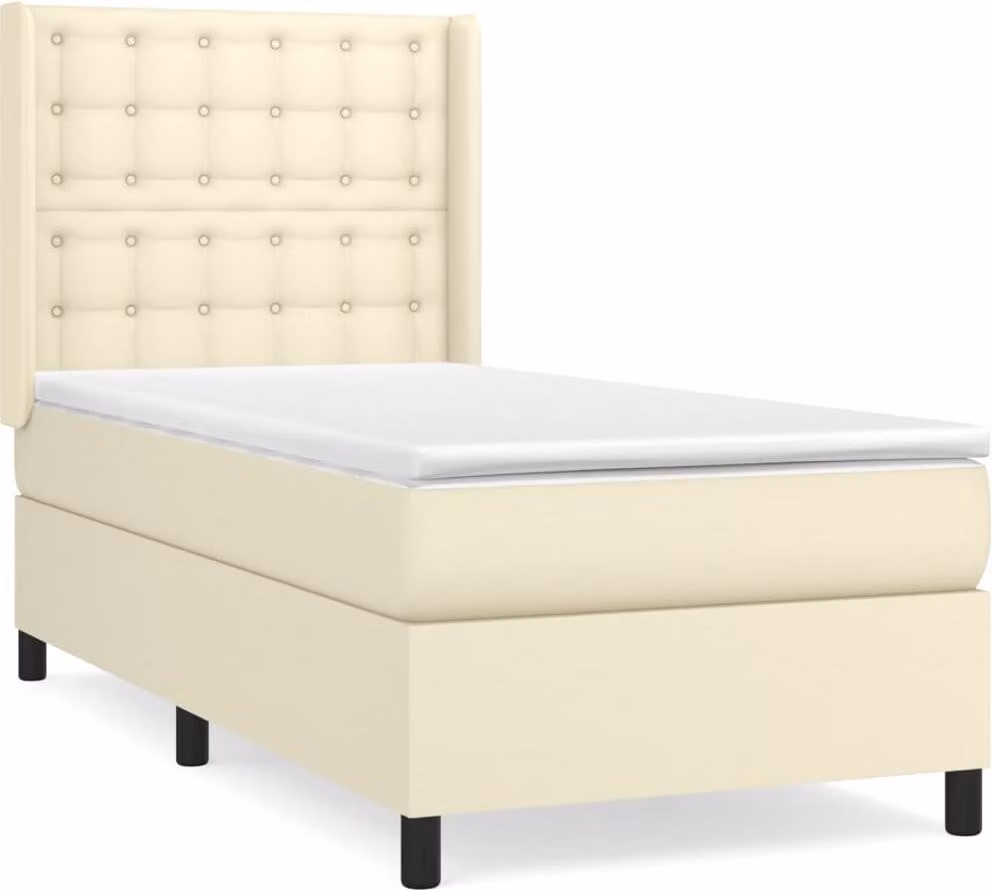 Giroletto a Molle con Materasso Crema 90x190 cm in Pelle finta