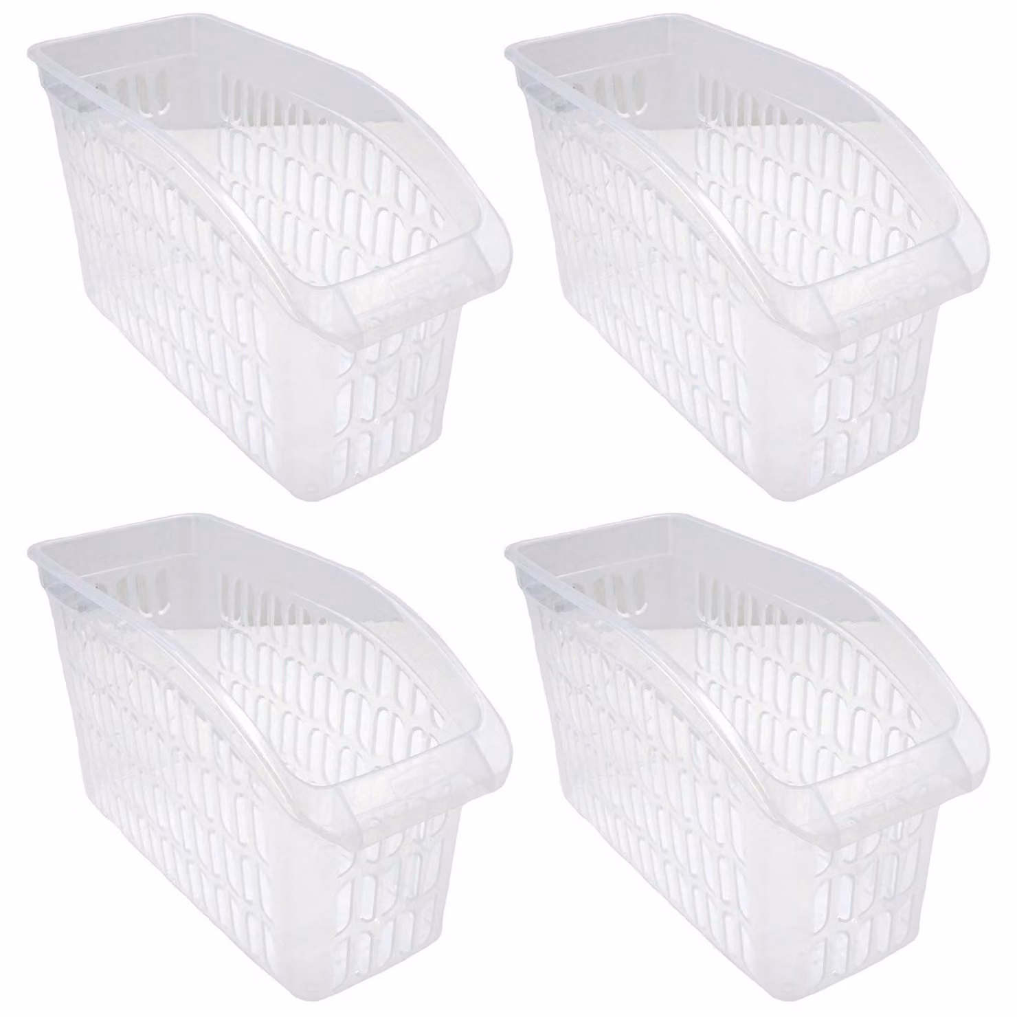 Set da 4 cestini portaoggetti trasparenti 17,5 x 29 x 13,5 cm - Cestini per armadi, scaffali e ripiani - Organizer - Contenitori - Cestini portaoggetti in plastica