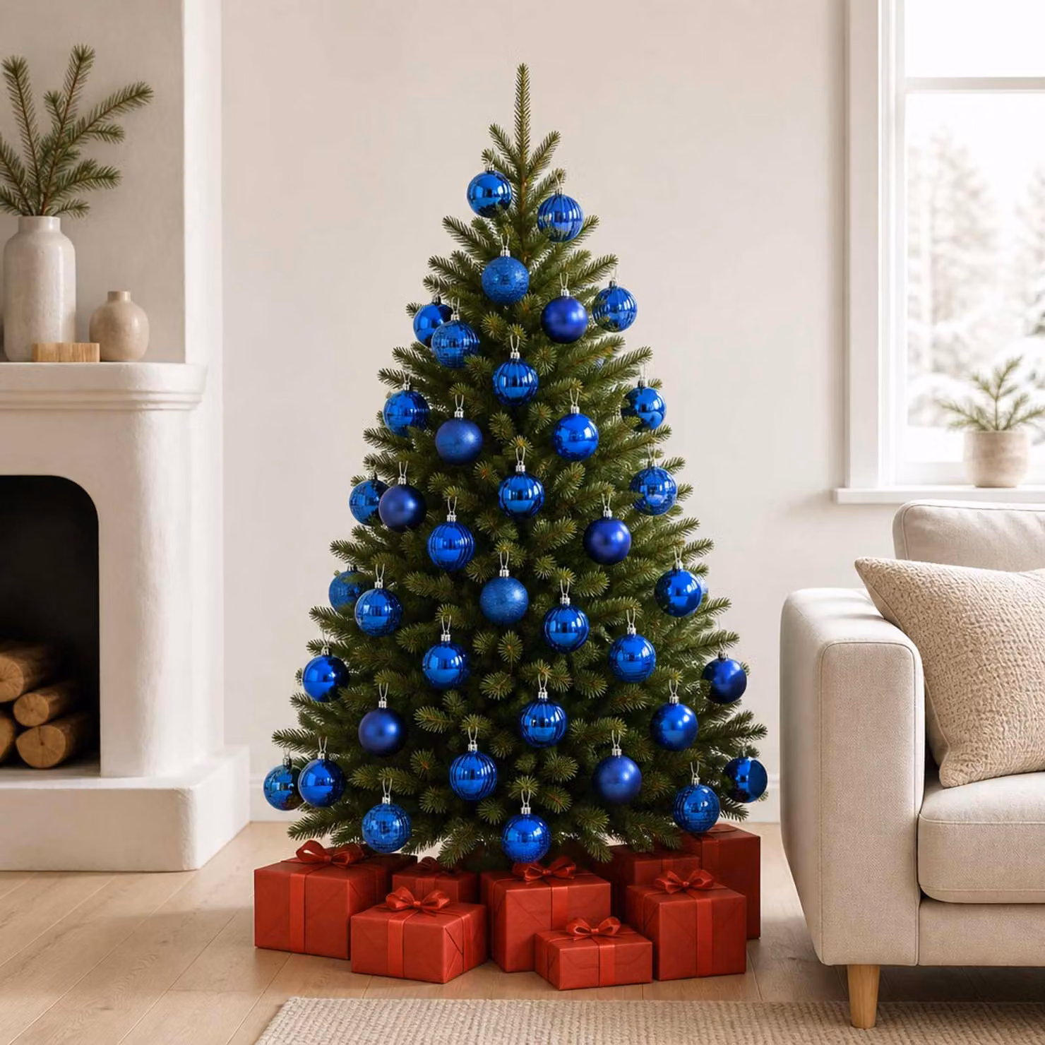 vidaXL Set di Palline di Natale 50 pz Blu 8 cm Polistirolo