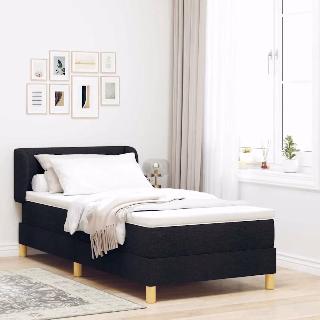 Letto a molle con testiera vidaXL in tessuto nero 100 x 200 cm