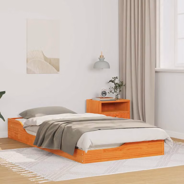 Struttura del letto vidaXL in pino massello marrone cerato con cassetti L 80 x P 190 cm