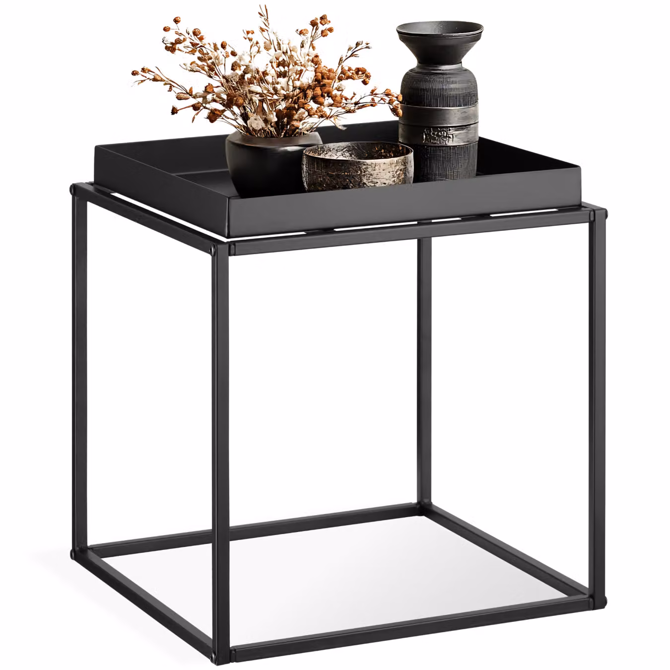 Tavolino Cambridge tectake nero in metallo L/P/H: 40 x 40 x 44 cm – 1
