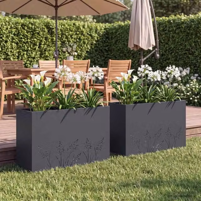 Vaso da giardino 2 pz Antracite 80 x 30 x 49 cm 8005839