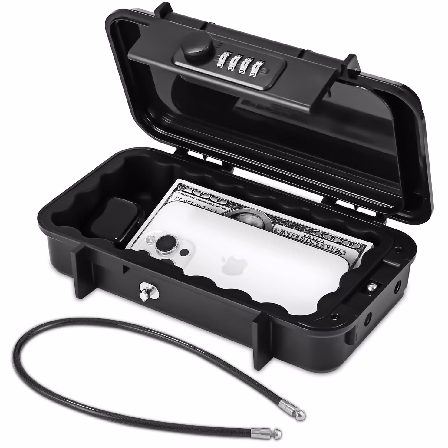 Cassaforte portatile con serratura elettronica a combinazione - 14,5 x 14,1 x 5,8 cm - Plastica ABS - Colore nero
