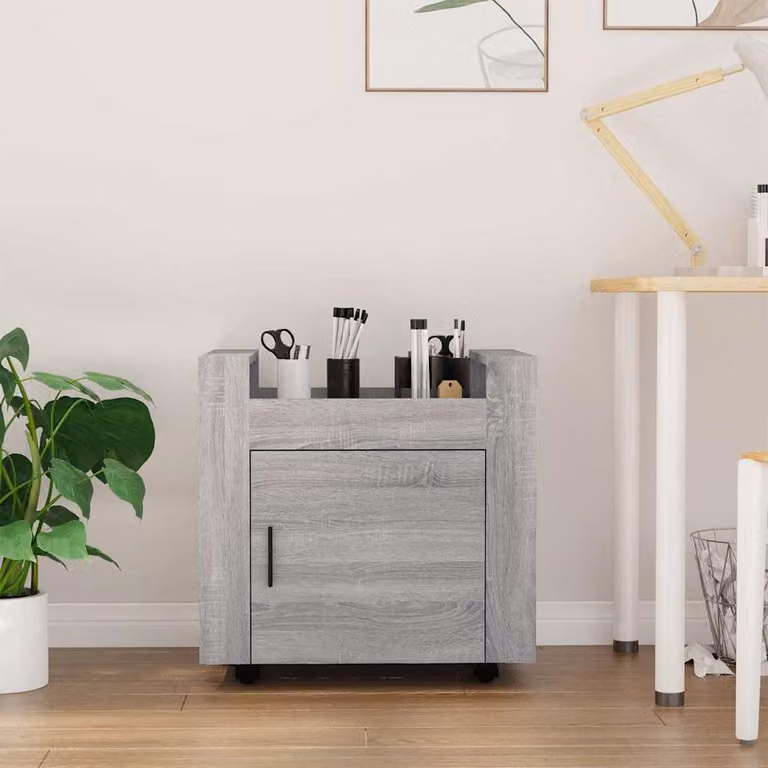 vidaXL Carrello da Scrivania Moderno in Legno Multistrato e MDF, Grigio Sonoma, L 60 cm x P 45 cm x H 60 cm