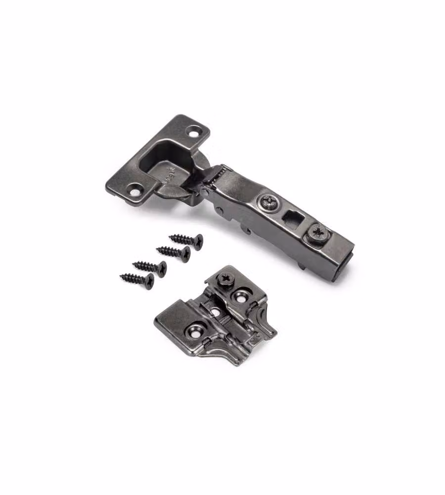 Emuca Kit cerniera collo dritto X91N e basetta, Basetta a vite, Nichelato, Titanio.
