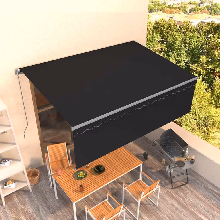 vidaXL Tenda da Sole Retrattile Manuale con Bracci Pieghevoli in Alluminio e Tessuto in Poliestere, L: 400 cm, P: 300 cm, Colore Antracite