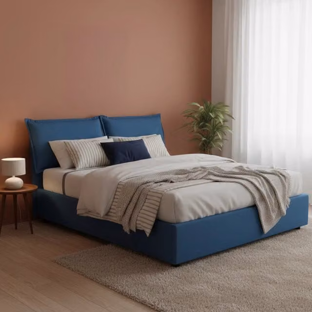 Letto Matrimoniale Amelinda Talamo Italia con Materasso Incluso, Blu, L/P: 160 x 200 cm