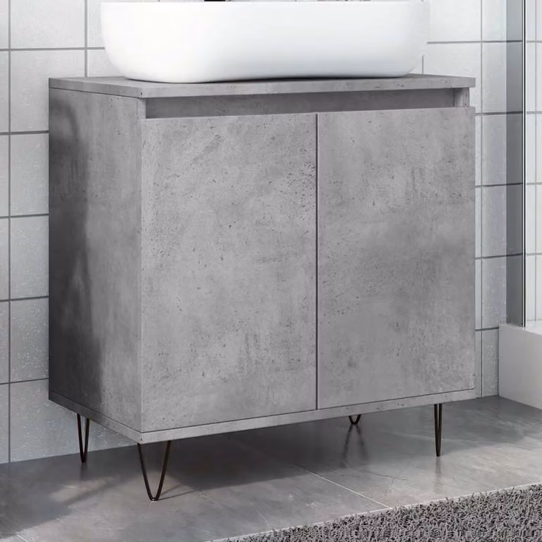 Armadietto da bagno sospeso vidaXL in stile industriale grigio con ante a battente, L: 58 cm, P: 33 cm, H: 60 cm
