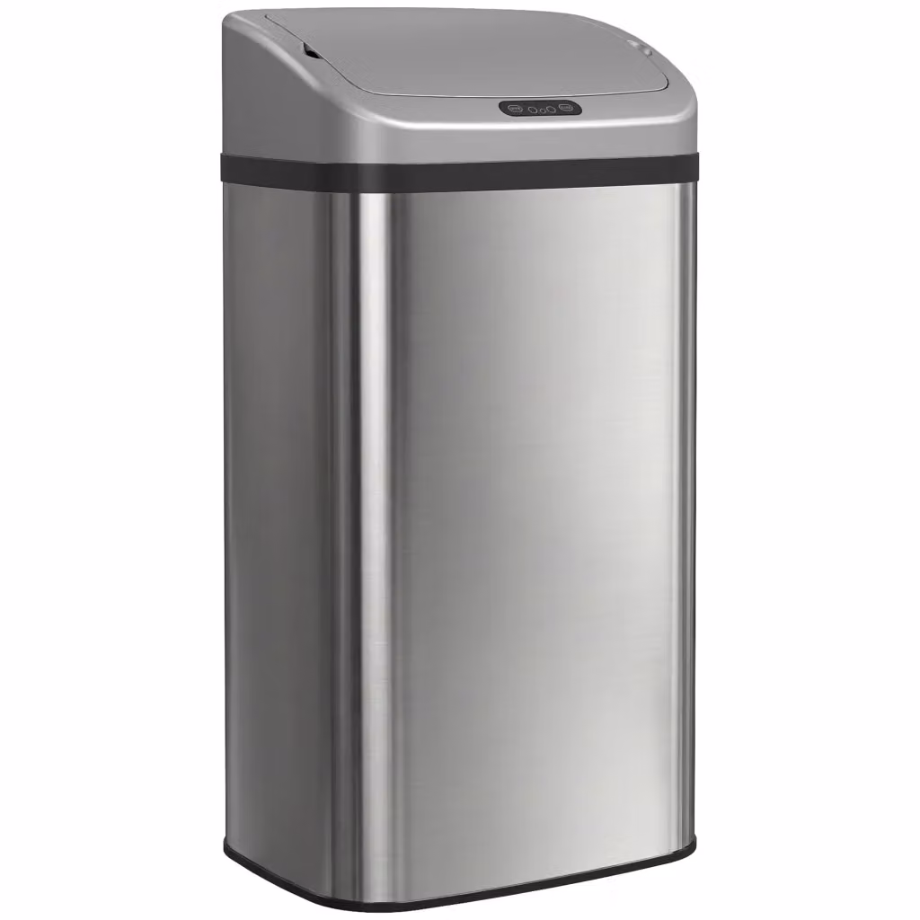 Cestino Rifiuti Automatico zephmum con Sensore Infrarosso in Acciaio Inossidabile Argento 48 L – 2