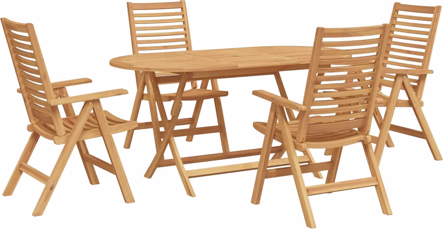 Set da Pranzo per Giardino 5 pcs Marrone Legno di teak solido