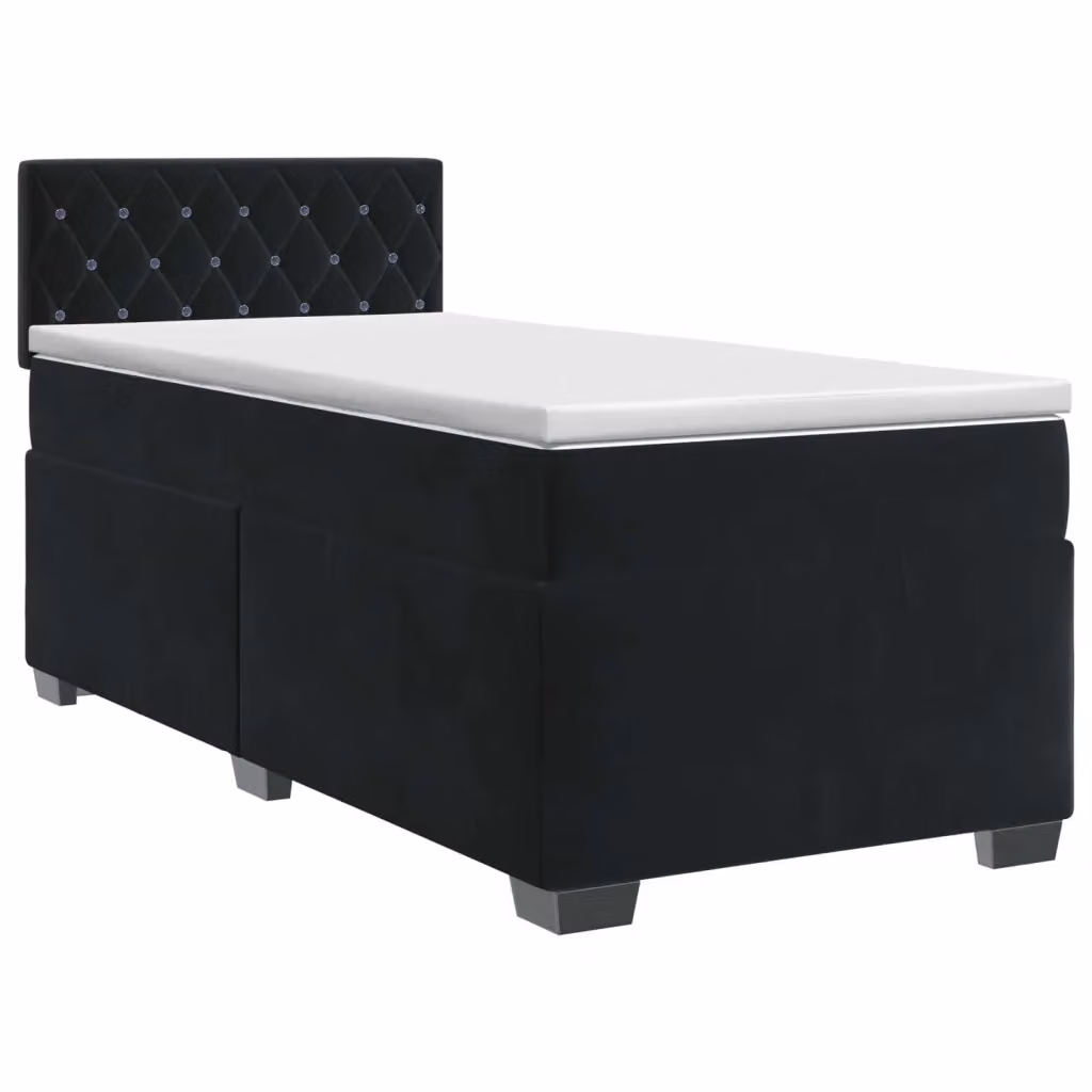 Letto box spring con materasso vidaXL in velluto nero L/P: 90 x 200 cm – 2