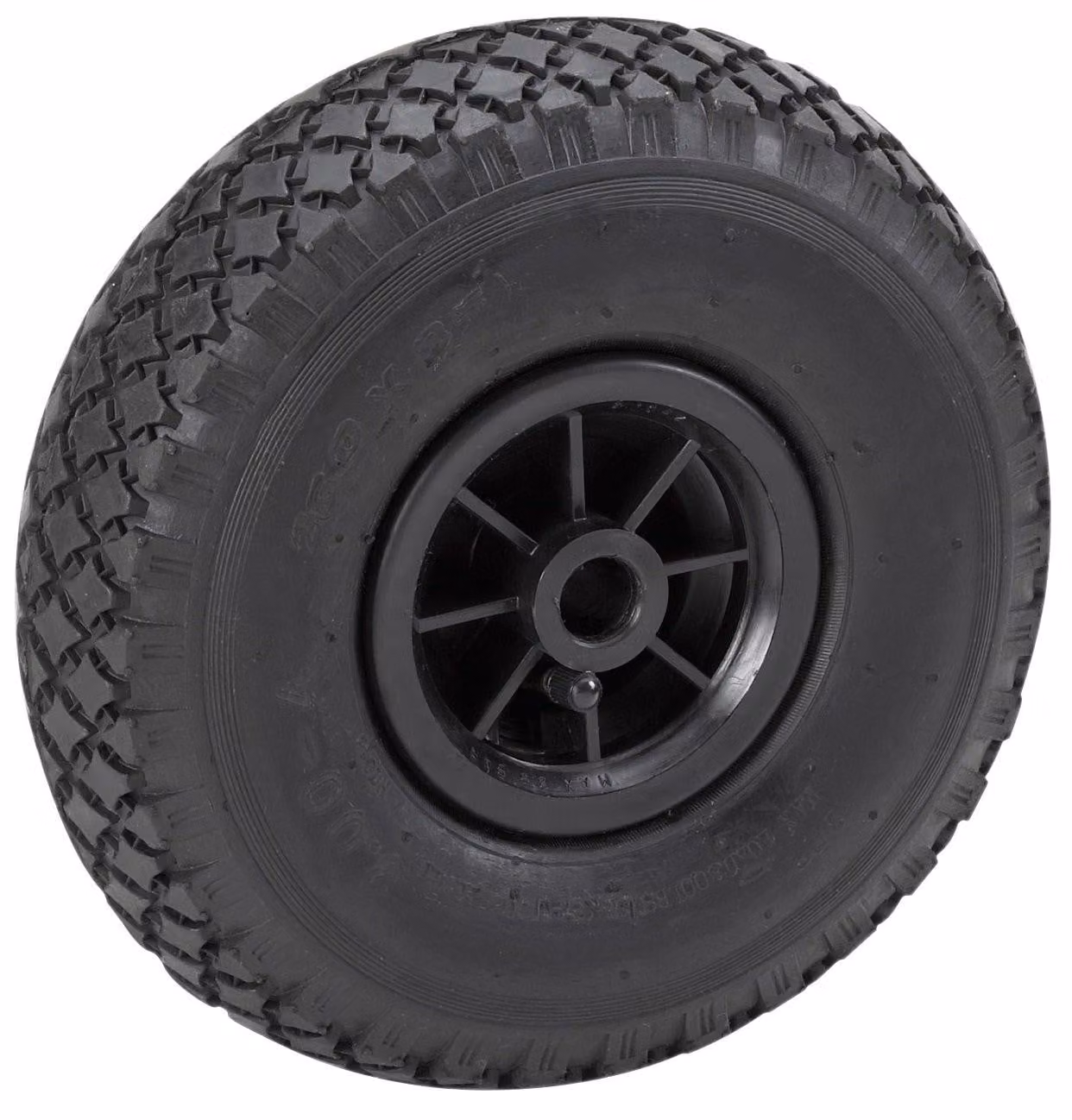 Pneumatico con diametro di 260 mm, dotato di cerchio in PVC, modello 3.00-4, con capacità di carico di 150 kg