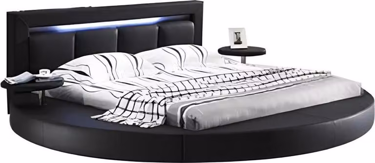 Bett Schlafzimmer Schwarz Designer Luxus LED-Licht Komplett Doppelbett Hotel