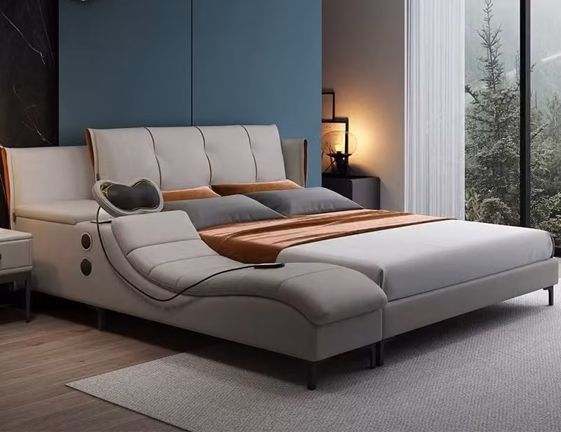 Multifunktion Doppel Luxus Design Leder Bett Polster Betten Hotel Sound