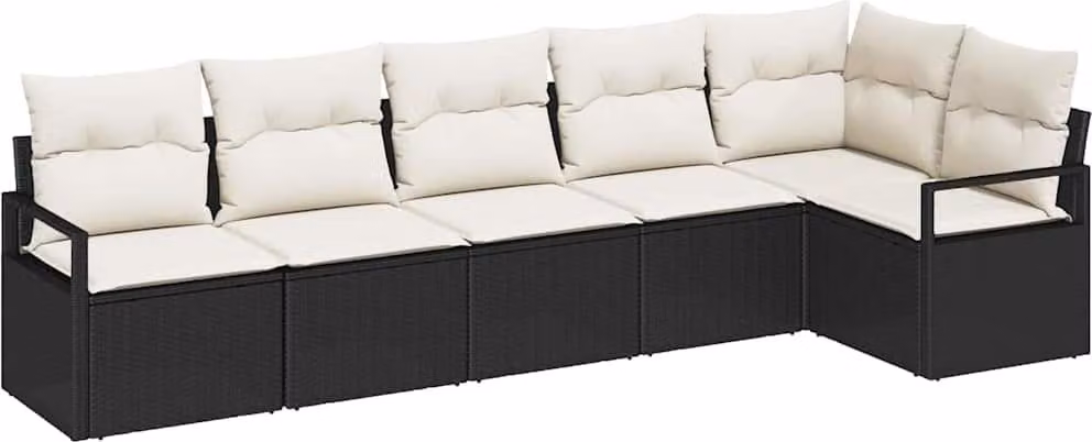 Set di divani 6 pcs Nero polyrattan