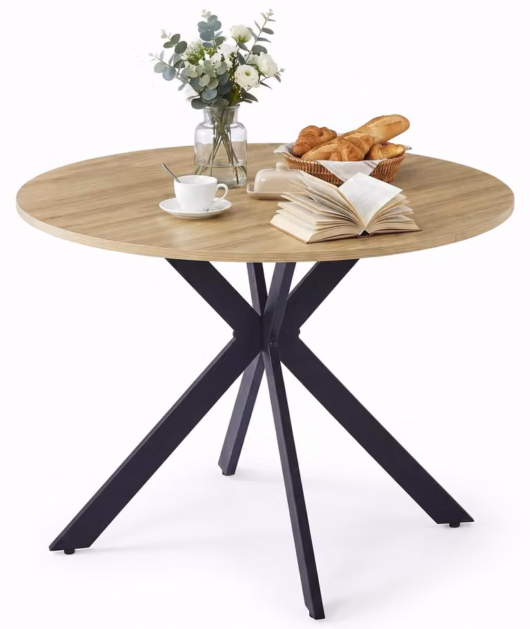Tavolo rotondo in legno, diametro 100 cm, per 4-6 persone