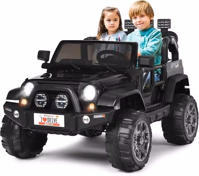 Auto Macchina Elettrica per Bambini 12V, Veicolo Elettrico a Batteria a 2 Posti, con Telecomando 2,4 G, Porta USB e AUX, per Bambini 3+ Anni (Nero)