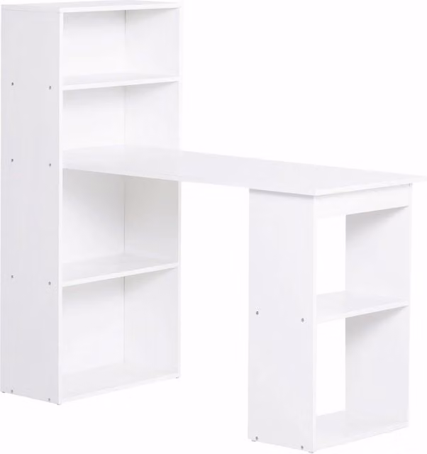 Scrivania lineare Chicfurn bianca con 4 ripiani e 2 vani aperti per ufficio e studio L: 120 cm, P: 55 cm, H: 120 cm – 1