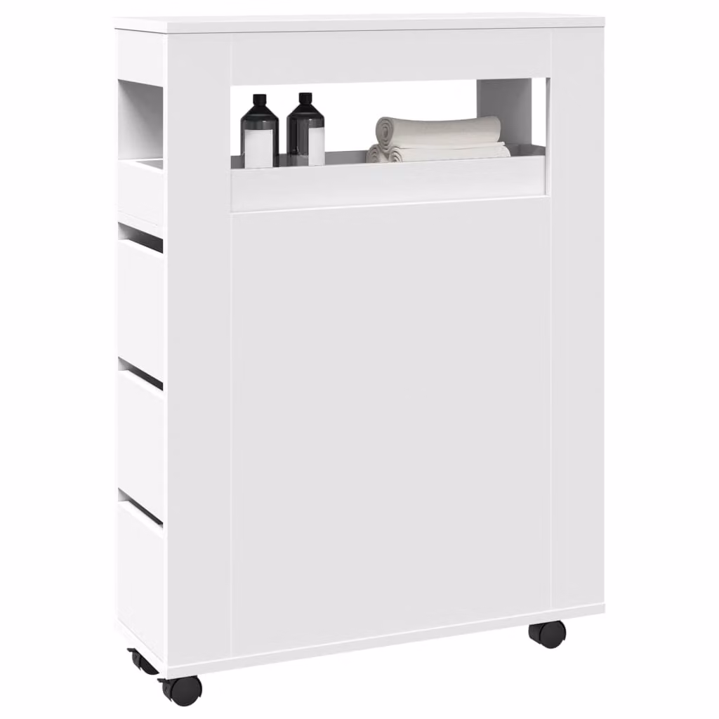 Mobile da bagno stretto con ruote vidaXL, bianco, L/P/H: 23 x 20 x 90 cm