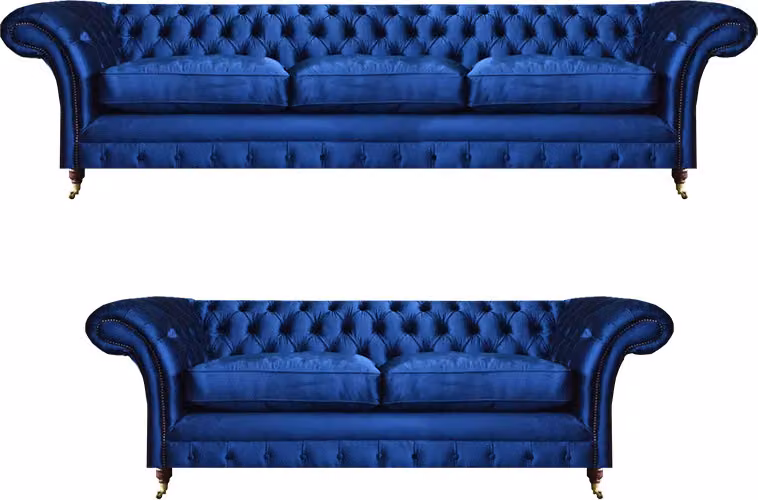 Modern Sofa Komplett Sofa Dreisitzer mit Zweisitzer Couch Sitzmöbel Chesterfield
