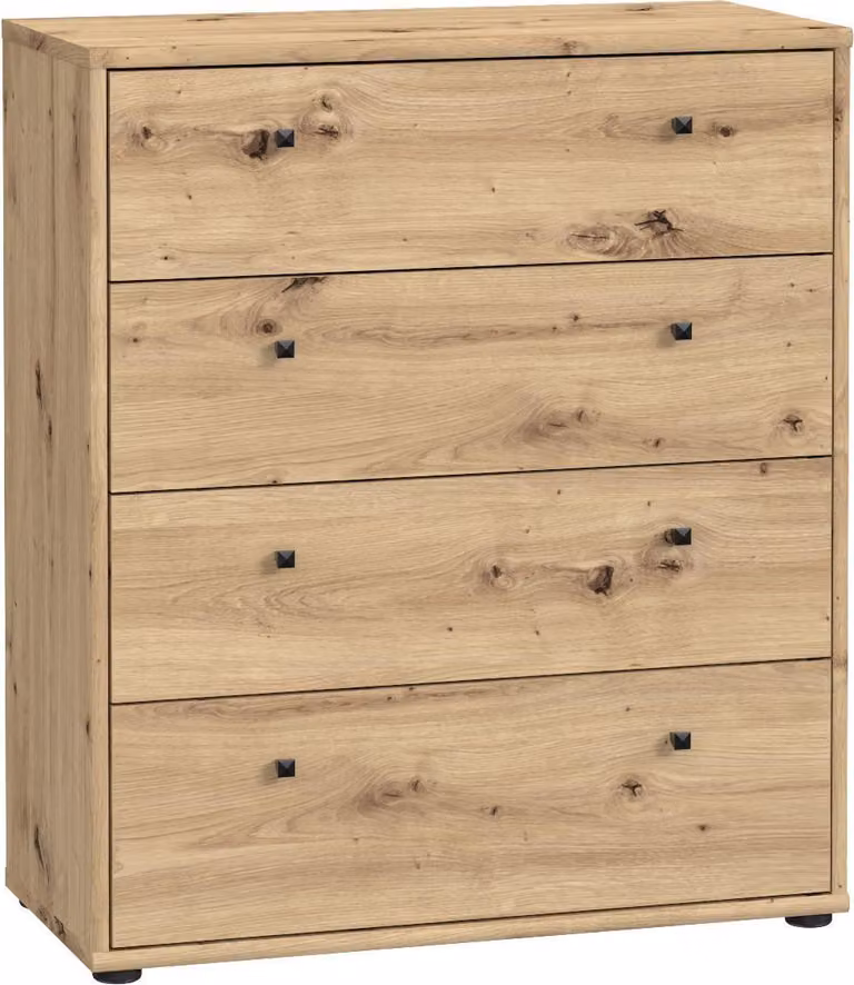 Comò a 4 cassetti, effetto rovere artigianale, L 73,7 x P 34,8 x H 85,5 cm, TEMPRA