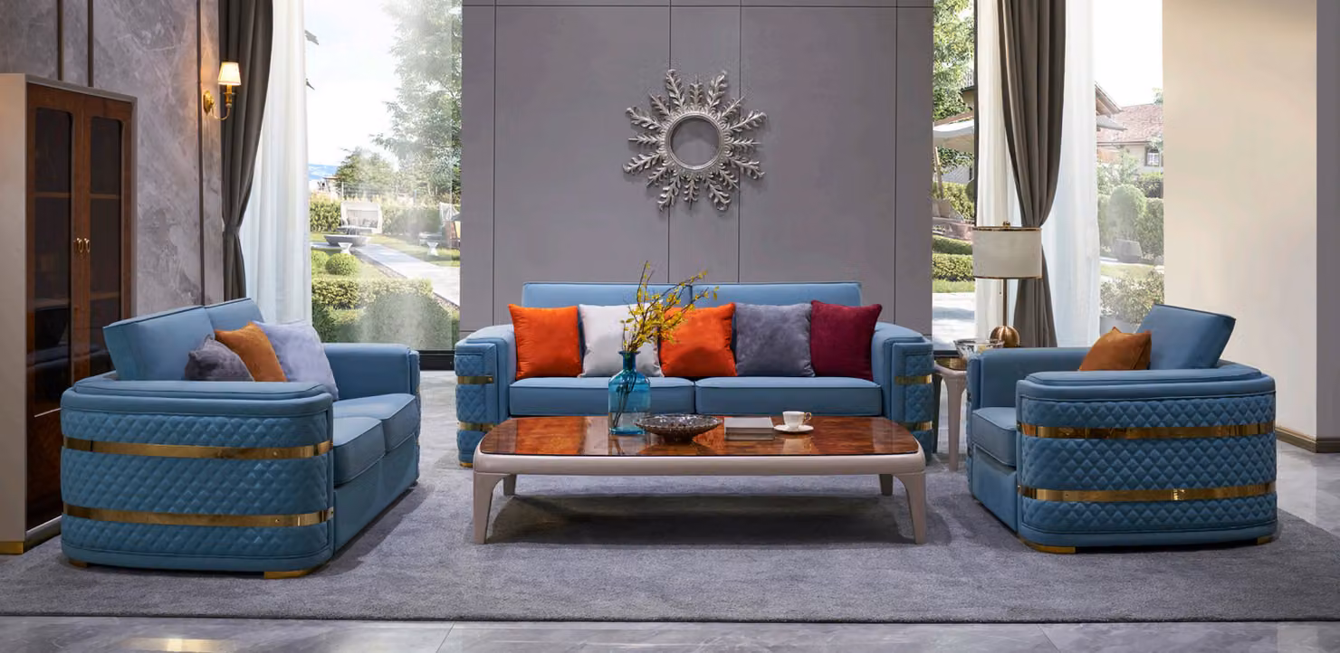 Klassische Sofa Polster 3+2+1 Sitzer Couchen Leder Sitz Garnitur Wohnzimmer
