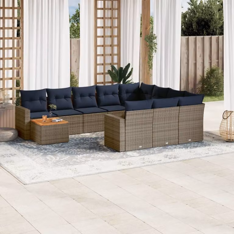 Maison Exclusive - Set Divani da Giardino 11 pz con Cuscini in Polyrattan Grigio