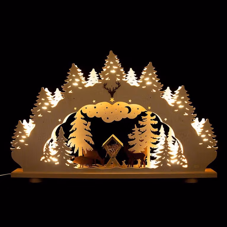 Arco di candele LED animali della foresta Illuminazione LED naturale LxAxP 112x71x10cm NUOVO