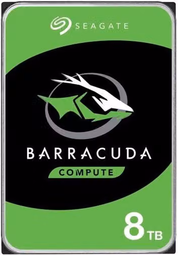 Disco rigido interno Seagate Barracuda da 8 TB, SATA III, 3.5 pollici, 5400 giri/min, 256 MB, colore verde