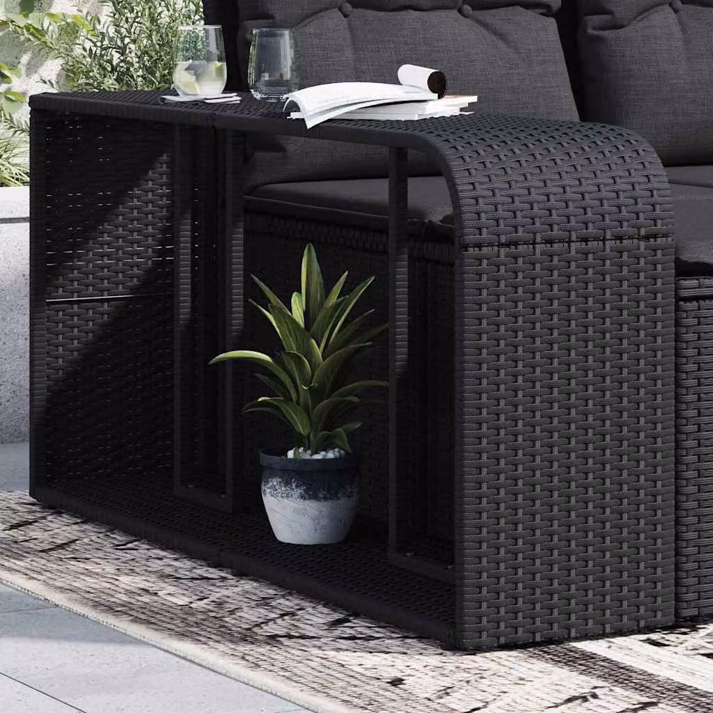 Set di 2 scaffali portaoggetti vidaXL in rattan e metallo neri per giardino con design moderno