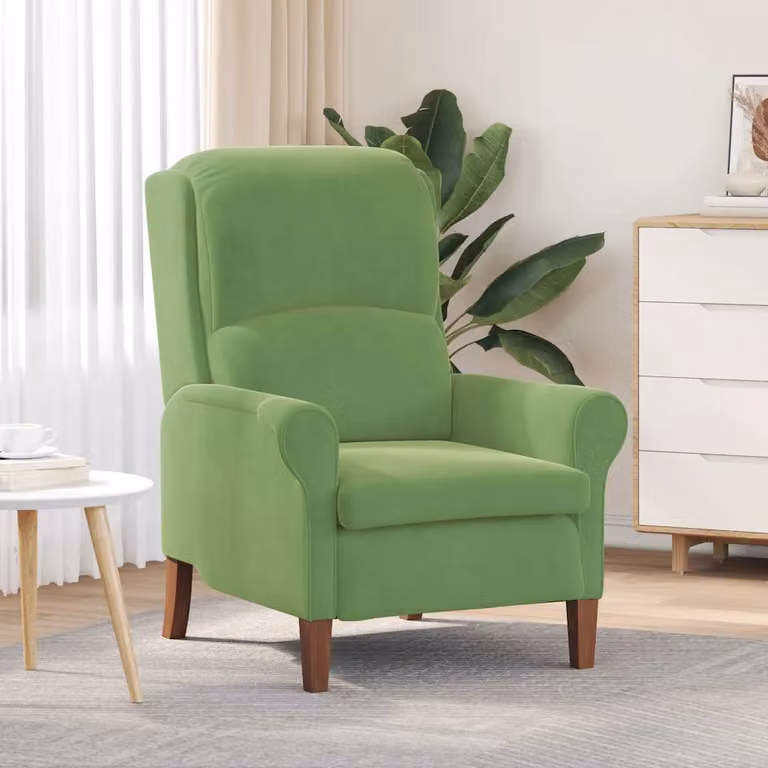 Poltrona moderna vidaXL in velluto verde con braccioli, L: 76 cm, P: 94 cm, H: 102 cm