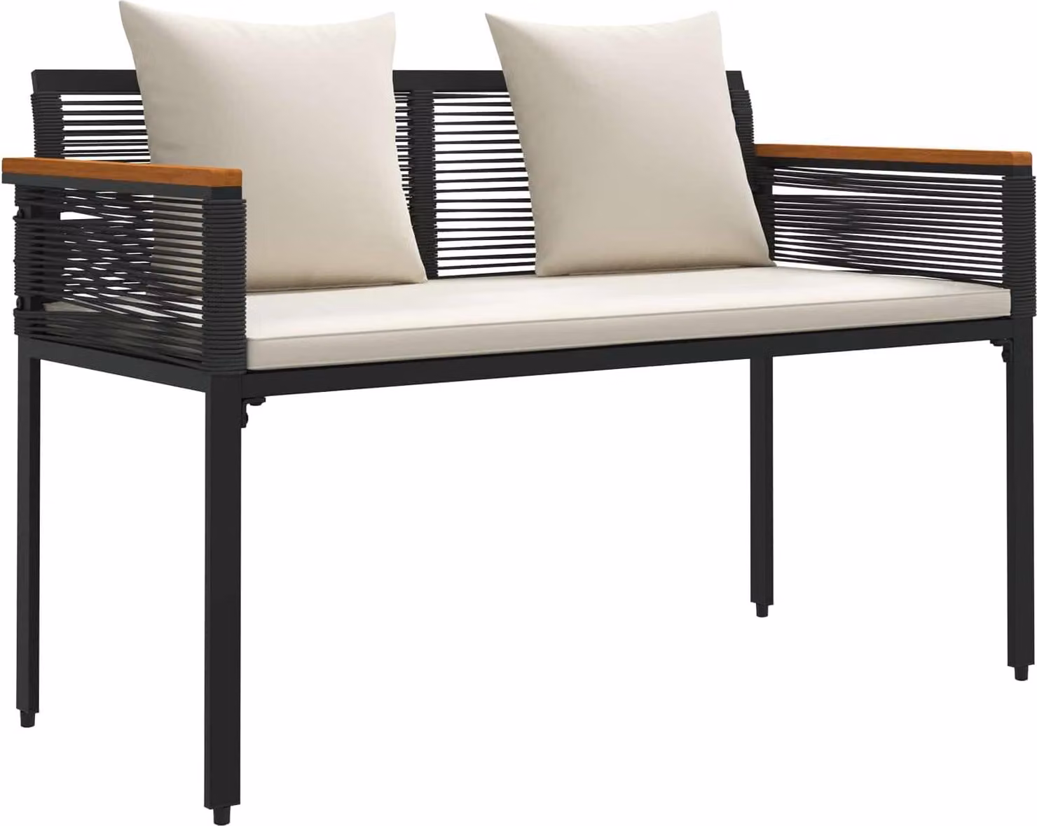 Panchina da esterno Nero e Bianco Crema 117 x 54 x 74.5 cm
